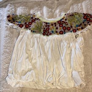 Floral Embroidered White Top